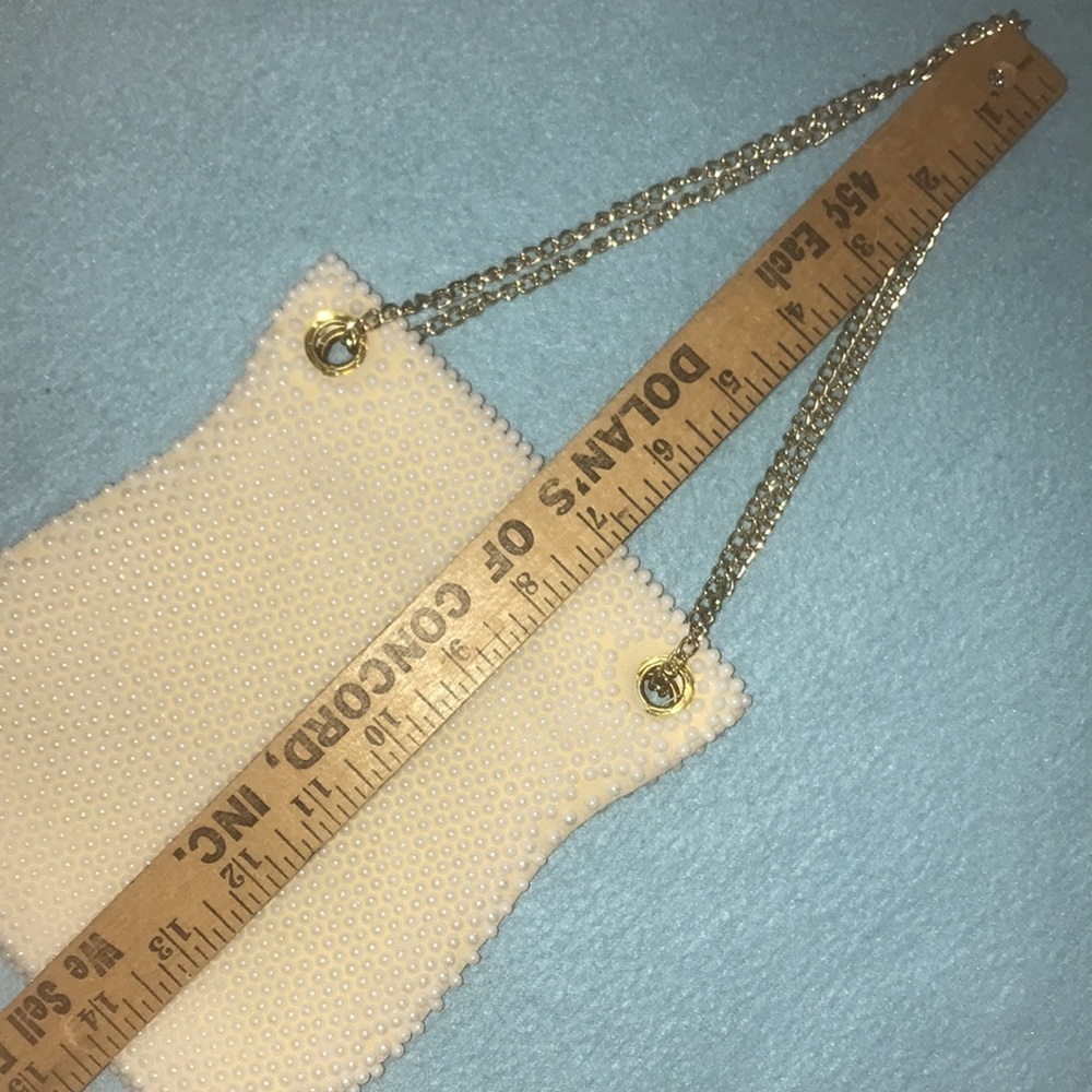 WALBORG vintage hand beaded pearl wristlet with gold chain NEW - Picture 10 of 11